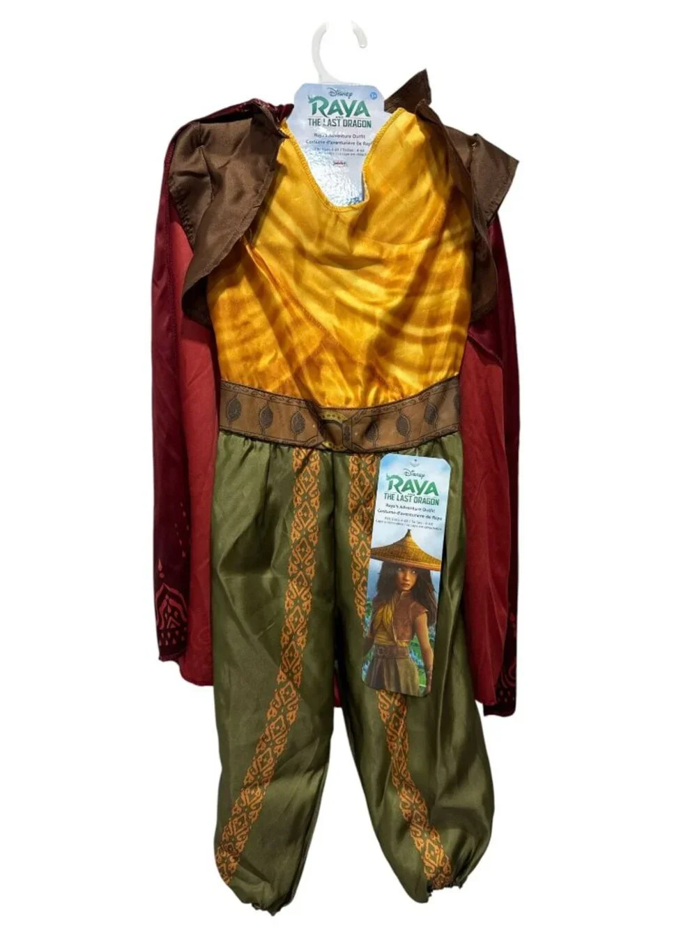 Disney Raya And The Last Dragon Adventure Outfit Costume Size 4-6X Removable Cap